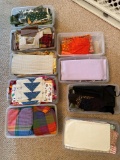 9 small totes of quilting material