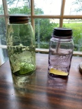 Olive green and violet jars