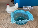 Covered hen - glass dishes