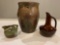 Signed Van Houton pottery vase, small Frankoma pitcher, Van Briggle pitcher.