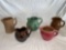 (4) Unmarked pottery pitchers, Pittsfield Potters pitcher.