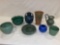 (8) Pcs. Pottery incl. dbl. handled Fulper vase, 8 1/4