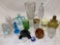 (14) Pcs. Glass incl. paperweights, (2) perfume bottles (clear one has chip on stopper)