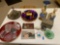 Jewelry beads, (2) unsigned oils on board, boy/girl bookends, EPNS Apollo silverplate basket, etc.