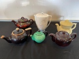 (6) Teapots incl. Czech, Rosko, Nobility Ballet, Royal Canadian Art pottery.