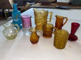 1891 Daisy & Button w/ crossbars pitcher, enamel decor Bristol vase, (7) other glass pcs.