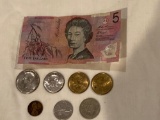 Australia $5 bill, 1971-D Kennedy half, 1979 S. B. Anthony dollar, (2) 2000-P dollars