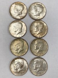 (8) 40% Silver clad Kennedy half dollars (1967, 1968-D, 1969-D).