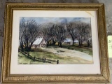 Ruth Matters signed watercolor, 29.5 x 23.5 frame.
