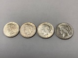 (4) Peace silver dollars (1922, 1922-S, 1923, 1926-S).