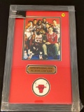 Framed photo of Chicago Bulls World Champ team, signed by Jordan, Pippen, Jackson & Krause