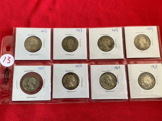 Silver Washington Quarters (8)