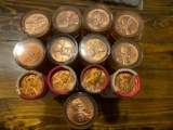 (13) UNC Rolls of Lincoln Head Cents, 1960, '61D, '61, '62D, '63D, '70