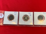 1867 & 1870 3¢ Nickels, 1911 Barber Dime