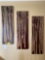 Set of (3) wooden tree art plaques, each 16 x 52