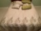 Queen size bedspread, pillows.