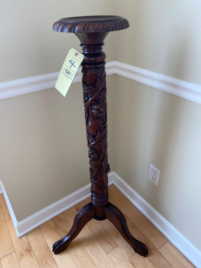 Indonesian carved wood pedestal stand, 45" tall.