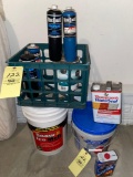 Calcium chloride snow melt 50 lbs., Sheetrock joint compound, water seal, (4) cans propane.