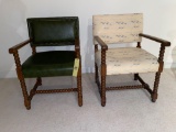 (2) Matching chairs w/ different upholstery.