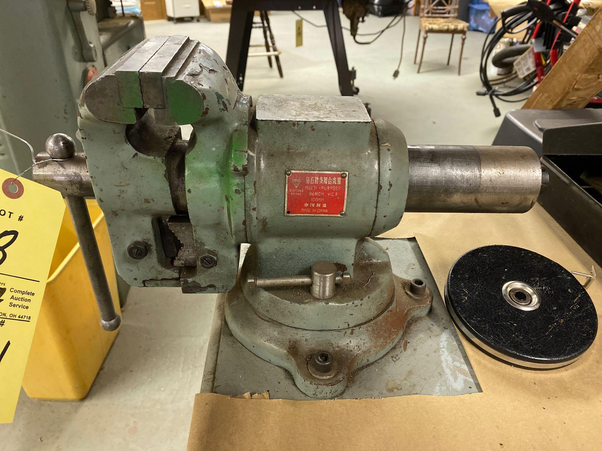 Diamond brand vise with 8x2ft wooden work bench Proxibid