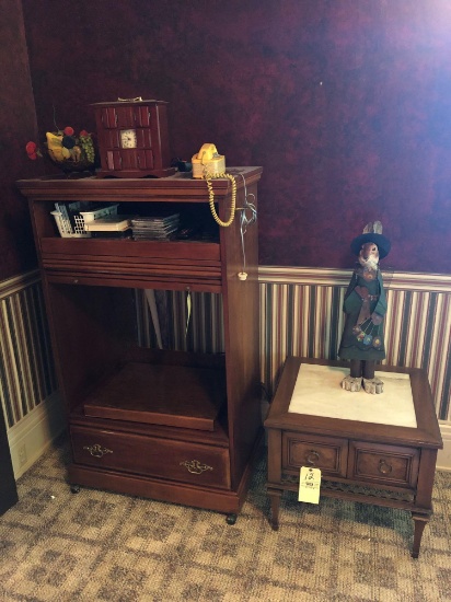 Lamp table, entertainment cabinet, clock