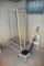Bissel feather wet sweeper, stepladder, stool and clothes racks.