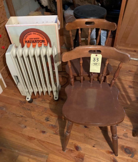 Electric Radiator- 2 Maple Chairs - stool-Card table