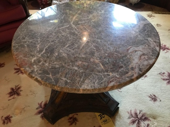 Pedestal lamp stand with round marble top