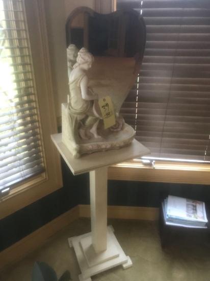 Plaster Mirrored Back Statue on Stand