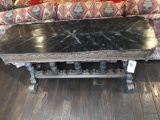 Carved sofa table with column base