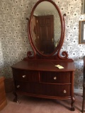 Claw foot night stand with oval mirror