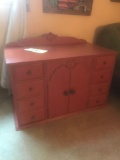 Child?s painted wood server cabinet