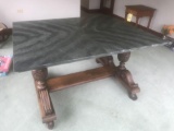 Painted top carved leg table