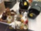 Crock jug, mini jugs, cat figurines, hardware, etc