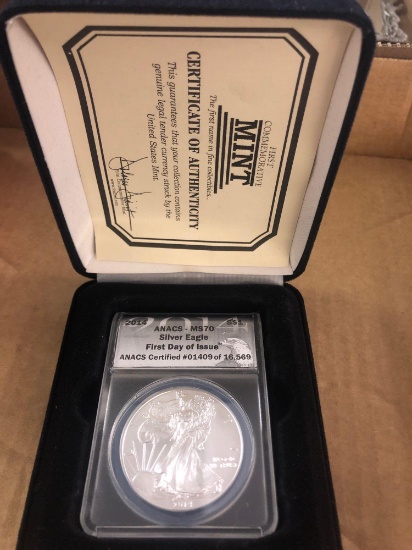 Silver Eagle coin first day issue 2014