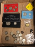 Coins, treasury of American coin series, 1945 silver coins, etc