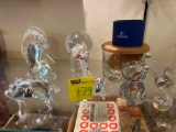 Glass and crystal Figurines, some are signed