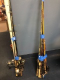 2 bundles of fishing rods and reels