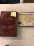 Vintage French game Jeu Du Nain Jayne and puzzle map