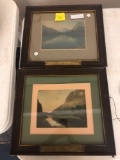 Two vintage framed prints of glacier national Park, Lake McDermott and gould mountain and citadel