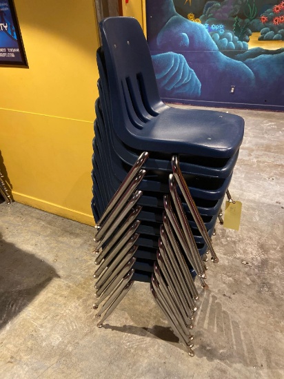 (10) Blue Plastic Chairs