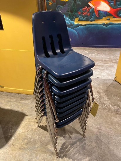 (10) Blue Plastic Chairs