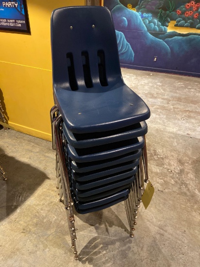 (10) Blue Plastic Chairs