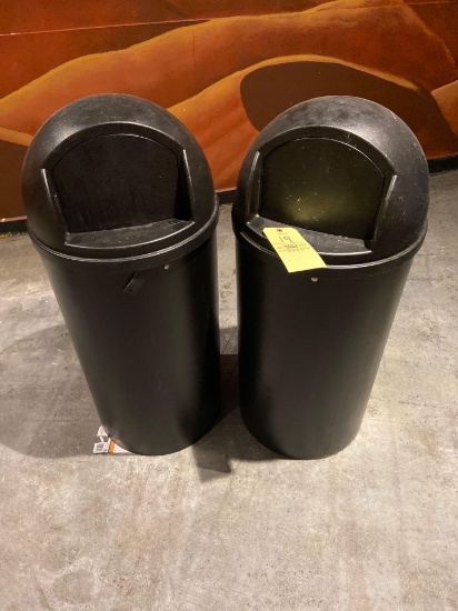 (2) Plastic Rubbermaid Trash Cans