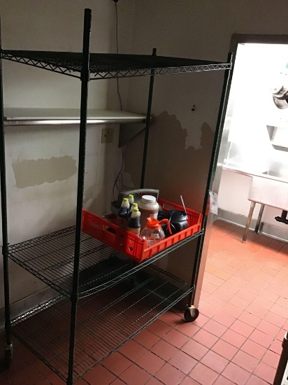 Adjustable shelves on casters and stainless steel shelf