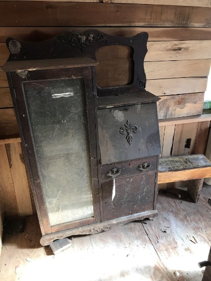 Rough Drop Front Secretary Cabinet - Bench - Dresser