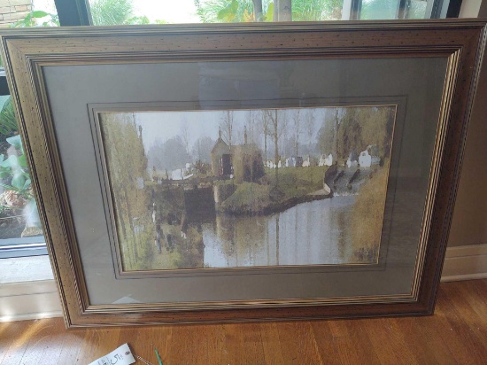 Framed B. Haynes " The Homestead" Scene Print