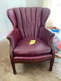 Pair of vinyl wing back chairs