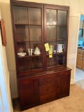 Antique walnut 16 pane step back cupboard