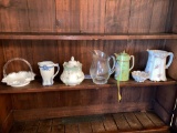 Haviland pitcher and dish - Dresden pitcher - glassware